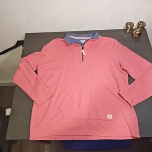 L.L. Bean Pink Quarter-Zip Pullover with Blue Collar